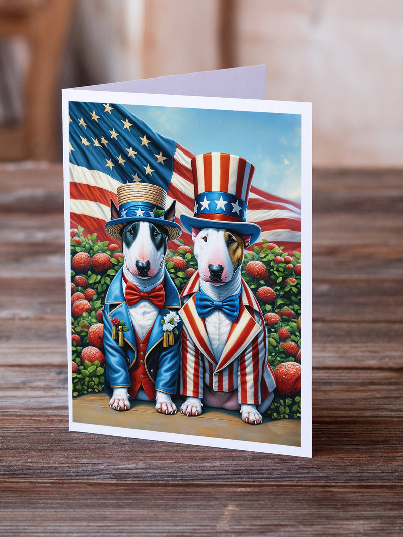 All American Bull Terrier Greeting Cards Pack of 8