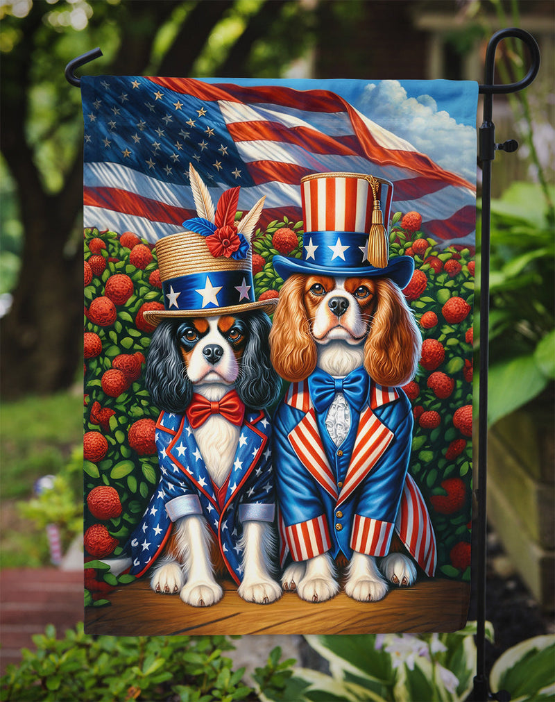 All American Cavalier Spaniel Garden Flag –  Dogs with American Flag Background by Caroline’s Treasures