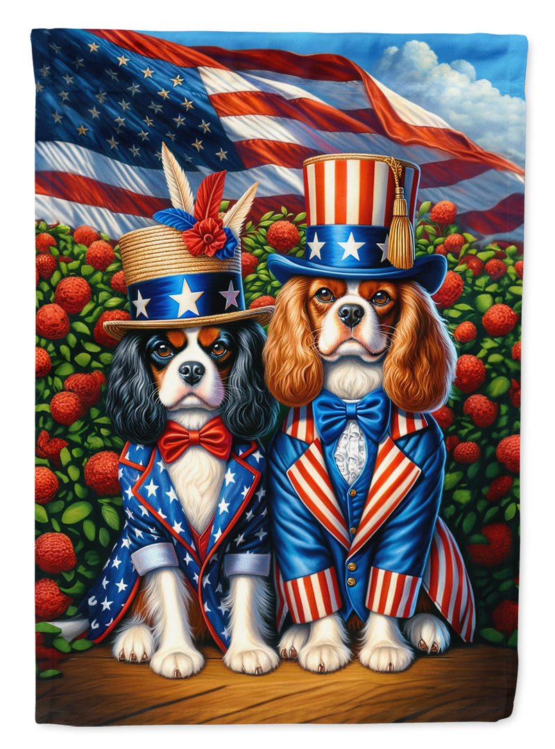 All American Cavalier Spaniel Garden Flag –  Dogs with American Flag Background by Caroline’s Treasures