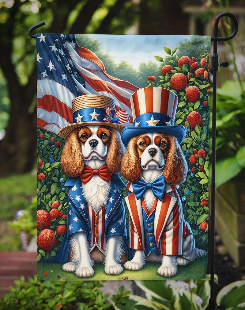 All American Cavalier Spaniel Garden Flag –  Dogs with American Flag Background by Caroline’s Treasures