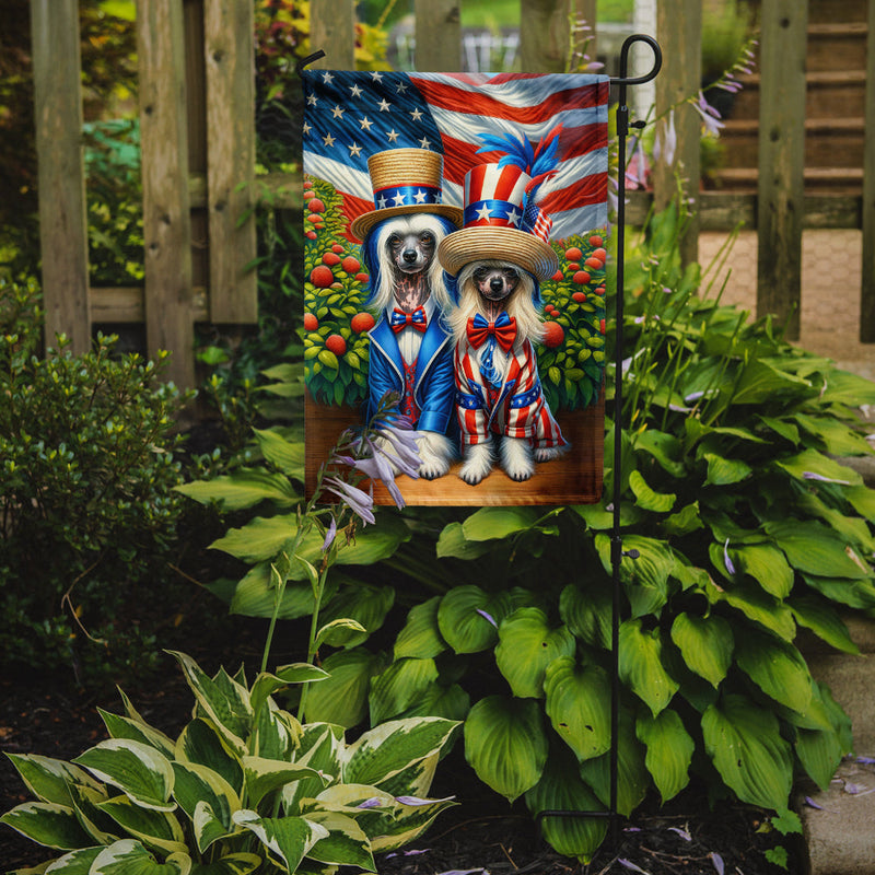 All American Chinese Crested Garden Flag –  Dogs with American Flag Background by Caroline’s Treasures