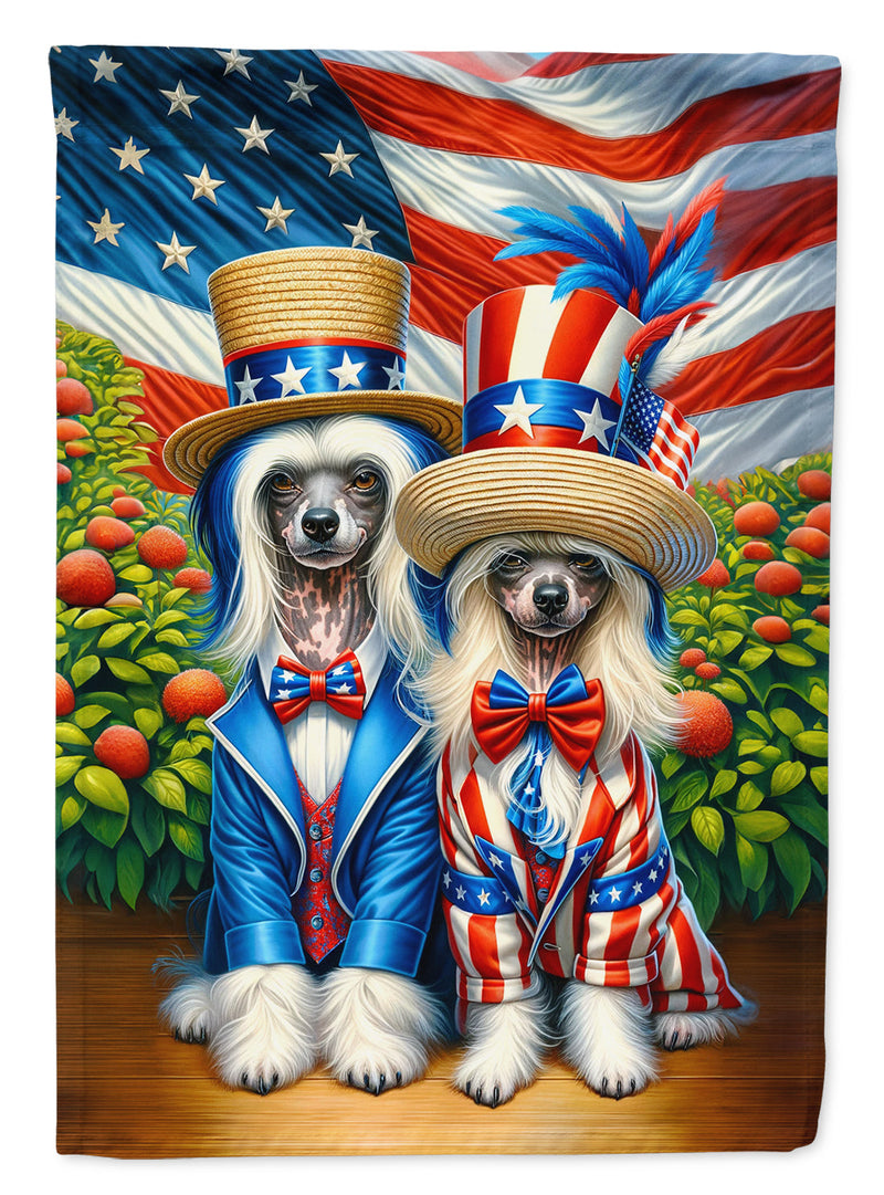 All American Chinese Crested Garden Flag –  Dogs with American Flag Background by Caroline’s Treasures