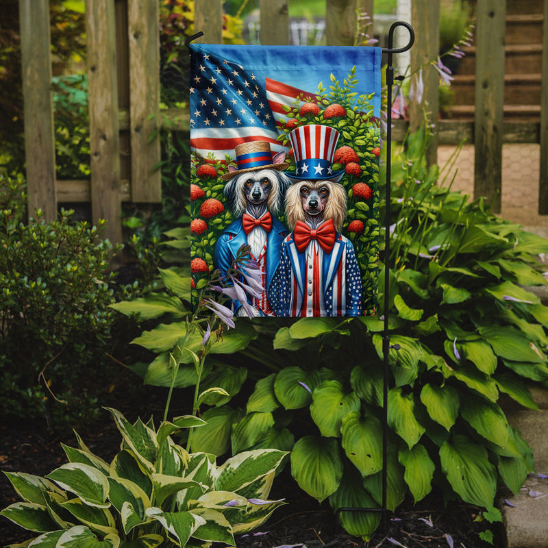 All American Chinese Crested Garden Flag –  Dogs with American Flag Background by Caroline’s Treasures