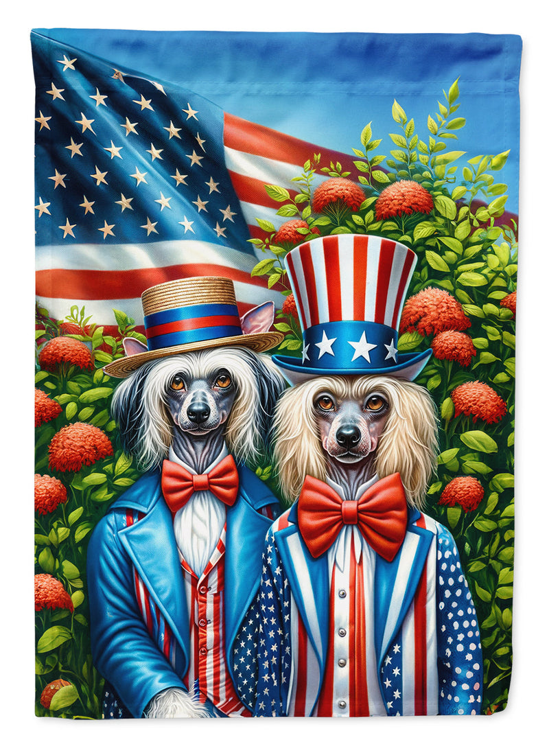 All American Chinese Crested Garden Flag –  Dogs with American Flag Background by Caroline’s Treasures