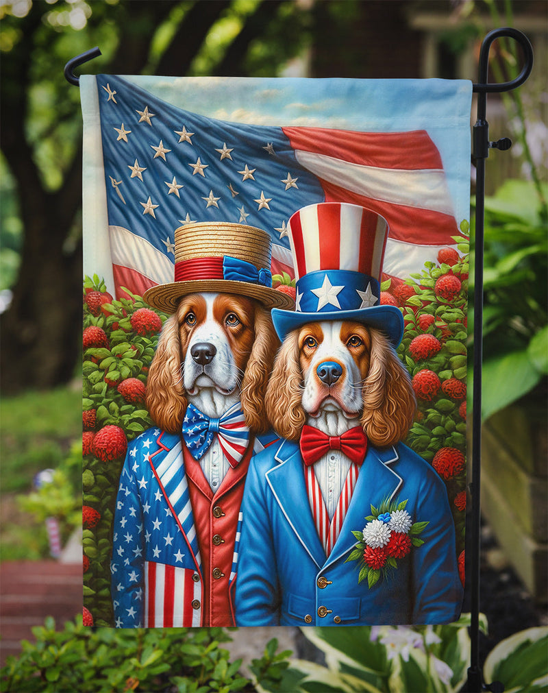 All American Clumber Spaniel Garden Flag –  Dogs with American Flag Background by Caroline’s Treasures