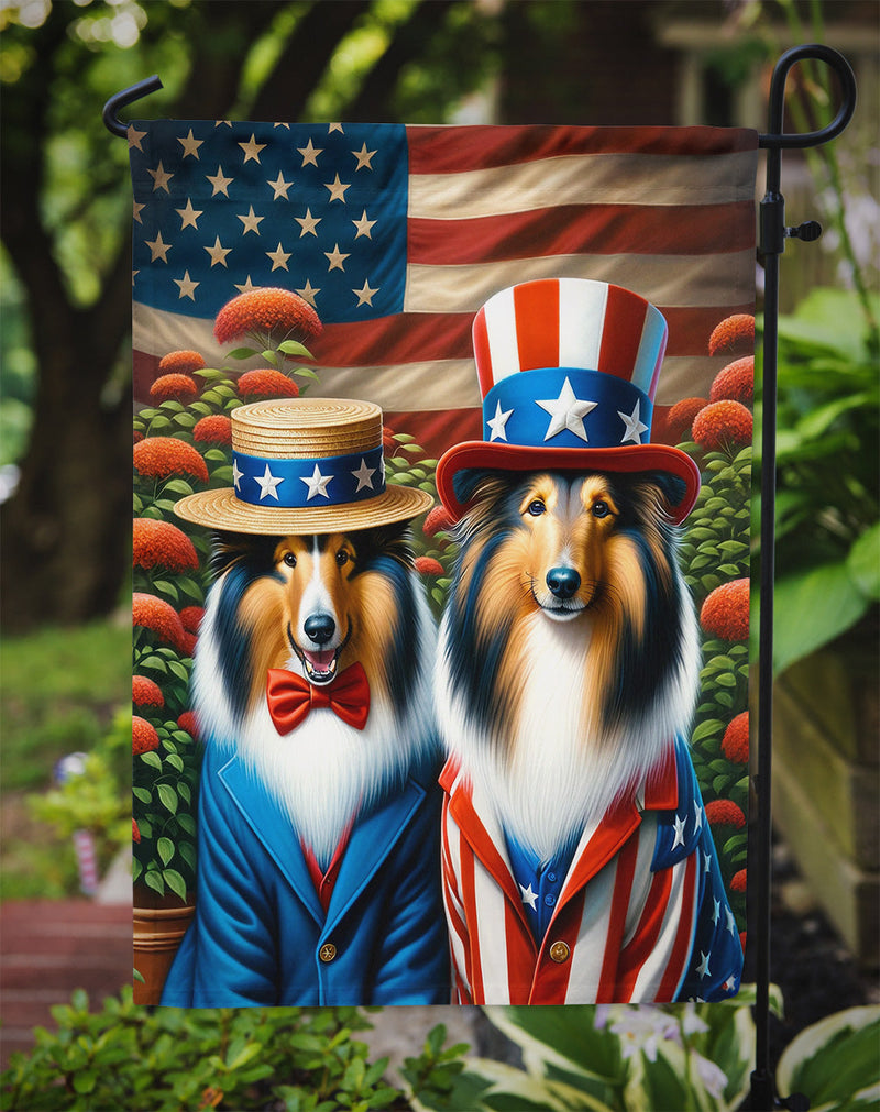 All American Collie Garden Flag –  Dogs with American Flag Background by Caroline’s Treasures