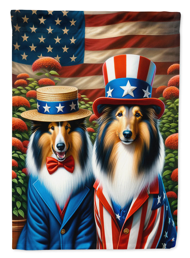 All American Collie Garden Flag –  Dogs with American Flag Background by Caroline’s Treasures