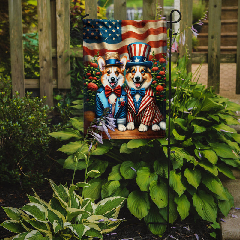 All American Corgi Garden Flag –  Dogs with American Flag Background by Caroline’s Treasures