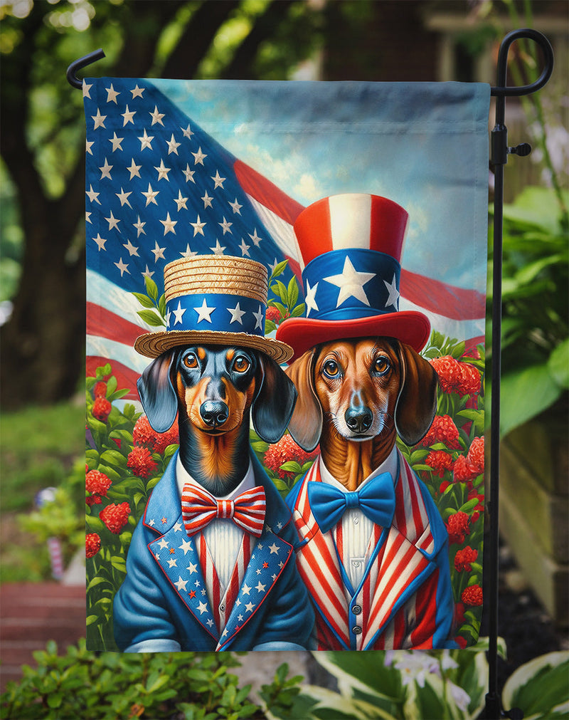 All American Dachshund Garden Flag –  Dogs with American Flag Background by Caroline’s Treasures
