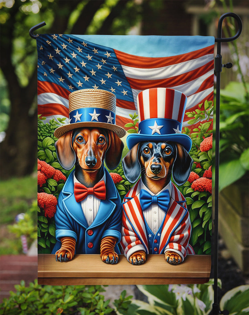 All American Dachshund Garden Flag –  Dogs with American Flag Background by Caroline’s Treasures