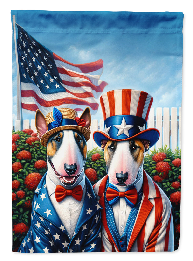 All American English Bull Terrier Garden Flag –  Dogs with American Flag Background by Caroline’s Treasures