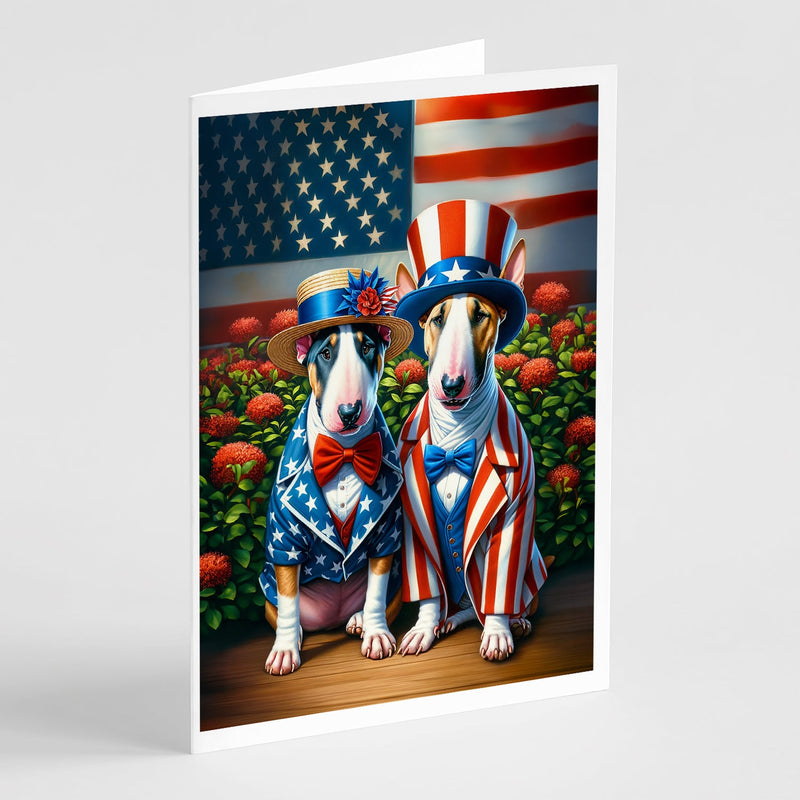 All American English Bull Terrier Greeting Cards Pack of 8