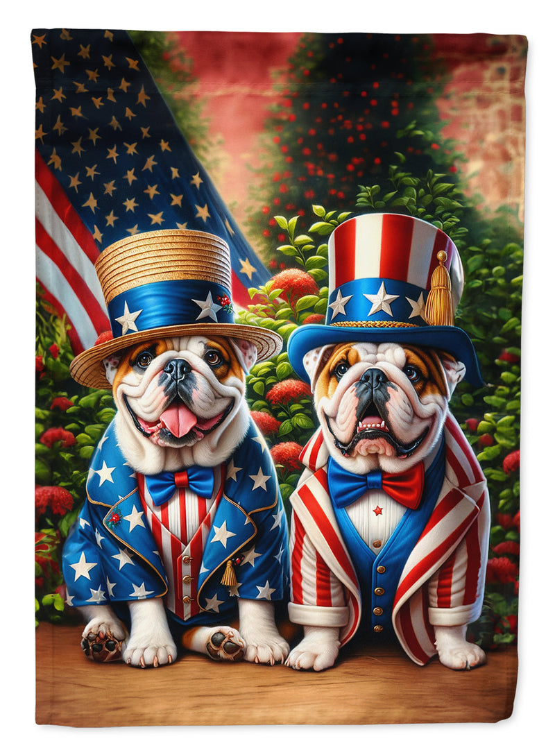 All American English Bulldog Garden Flag –  Dogs with American Flag Background by Caroline’s Treasures