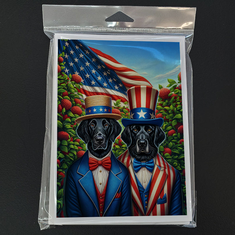 All American Flat-Coated Retriever Greeting Cards Pack of 8