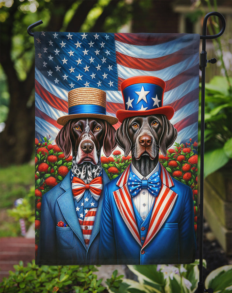 All American German Shorthaired Pointer Garden Flag –  Dogs with American Flag Background by Caroline’s Treasures