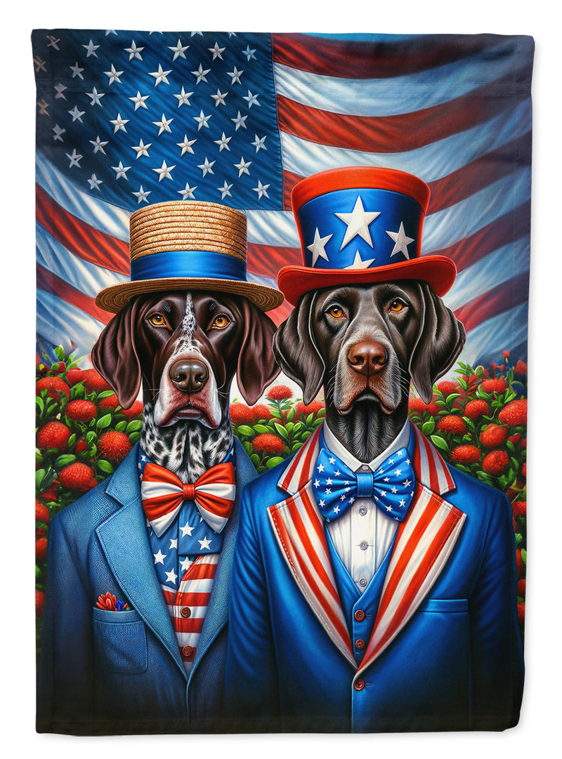 All American German Shorthaired Pointer Garden Flag –  Dogs with American Flag Background by Caroline’s Treasures