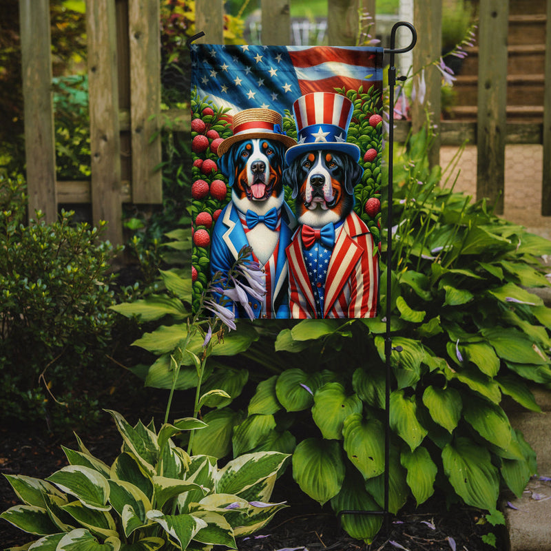 All American Greater Swiss Mountain Dog Garden Flag –  Dogs with American Flag Background by Caroline’s Treasures