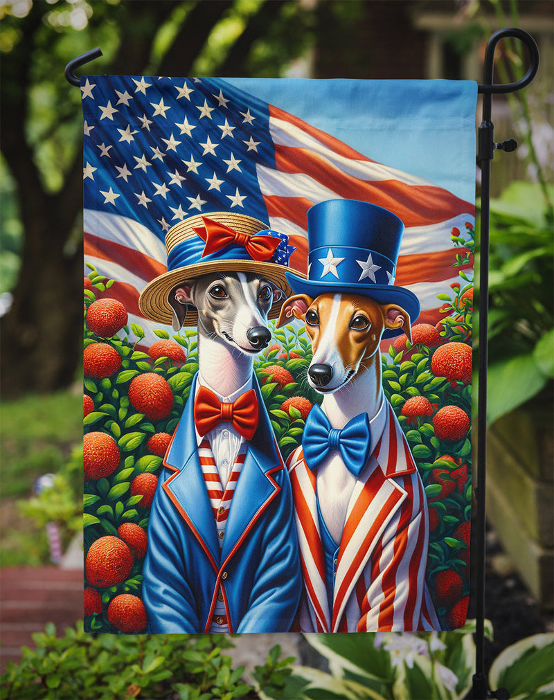 All American Italian Greyhound Garden Flag –  Dogs with American Flag Background by Caroline’s Treasures