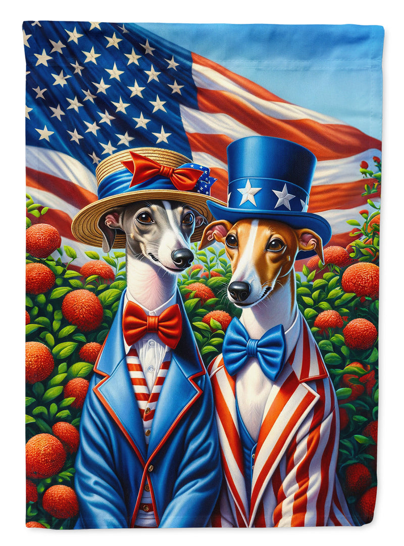 All American Italian Greyhound Garden Flag –  Dogs with American Flag Background by Caroline’s Treasures