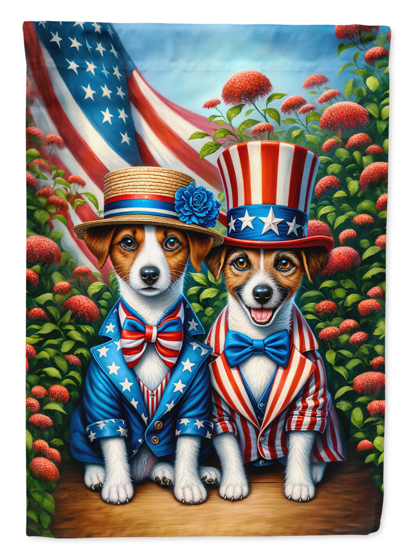 All American Jack Russell Terrier Garden Flag –  Dogs with American Flag Background by Caroline’s Treasures