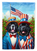 All American Newfoundland Garden Flag –  Dogs with American Flag Background by Caroline’s Treasures