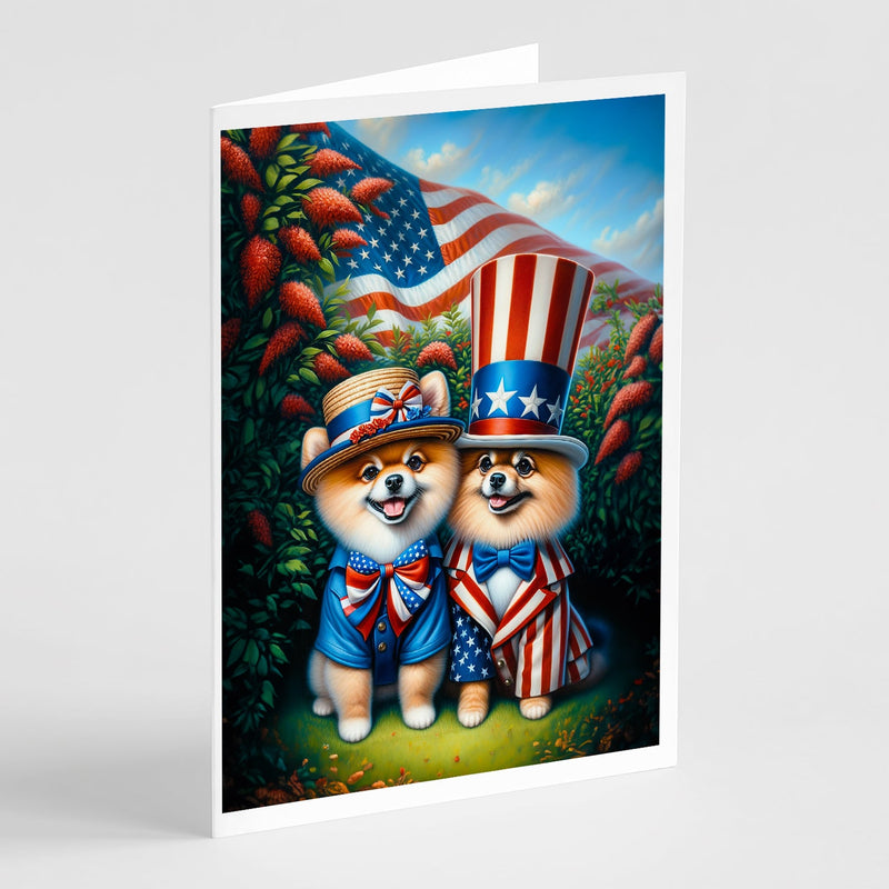 All American Pomeranian Greeting Cards Pack of 8