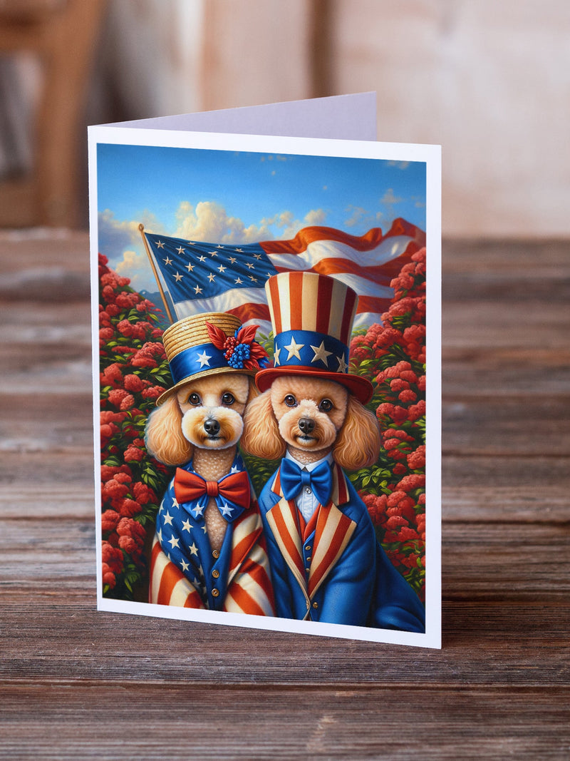 All American Poodle Greeting Cards - Blank Note Cards – 8-Pack of Artist-Designed Cards with Envelopes