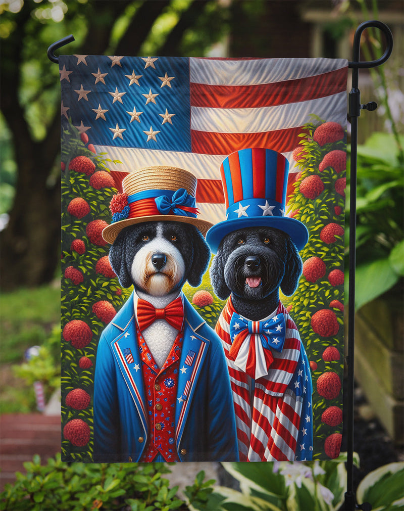All American Portuguese Water Dog Garden Flag –  Dogs with American Flag Background by Caroline’s Treasures