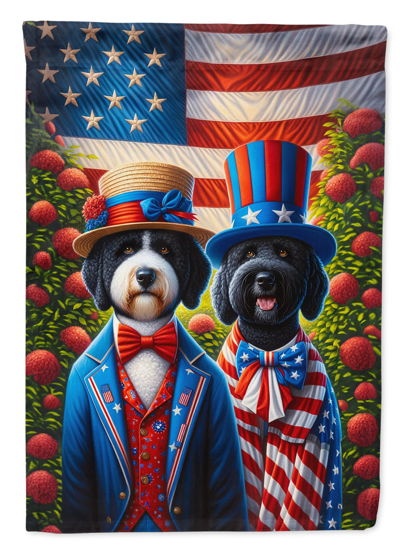 All American Portuguese Water Dog Garden Flag –  Dogs with American Flag Background by Caroline’s Treasures