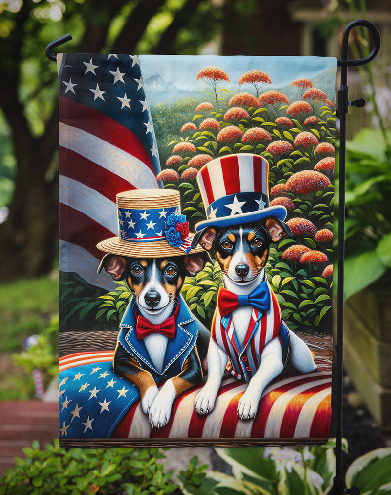 All American Rat Terrier Garden Flag –  Dogs with American Flag Background by Caroline’s Treasures