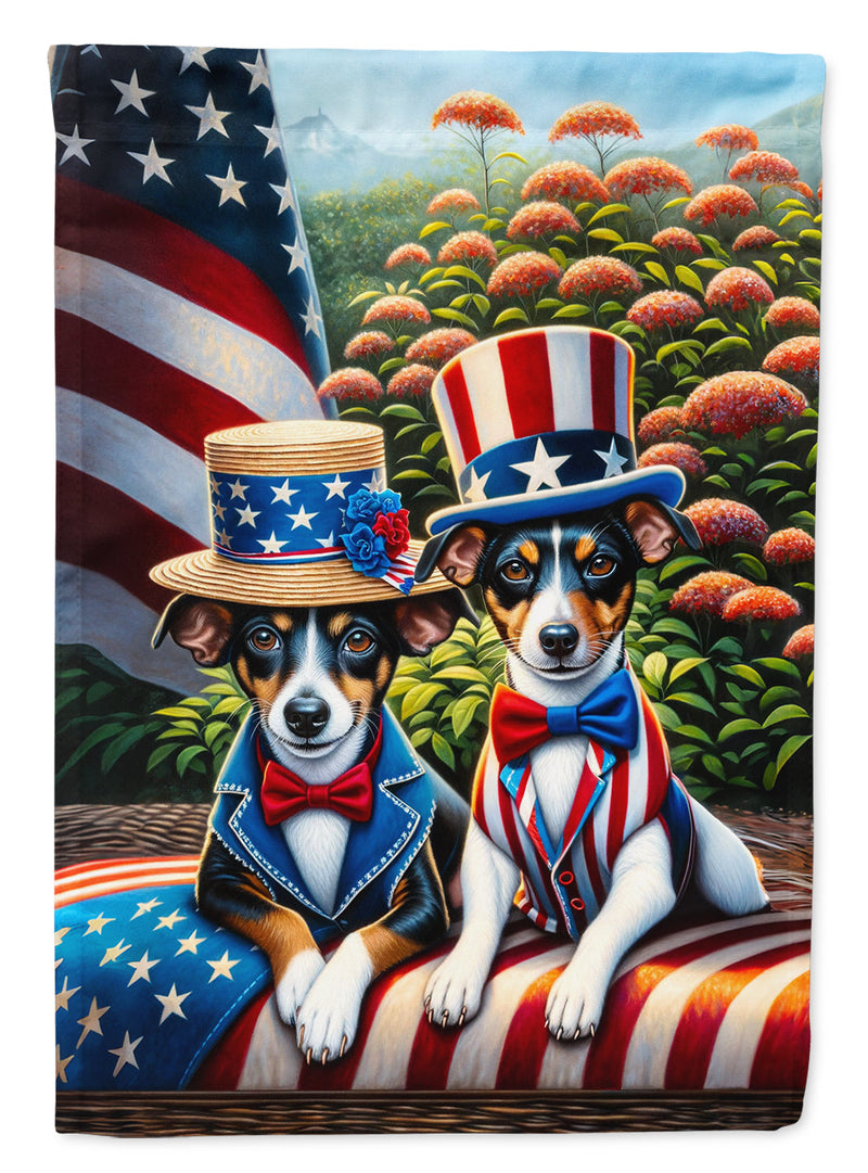 All American Rat Terrier Garden Flag –  Dogs with American Flag Background by Caroline’s Treasures