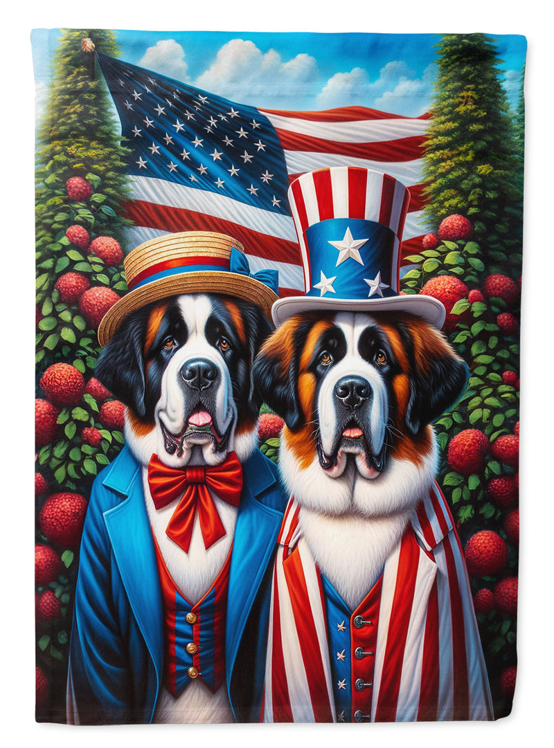 All American Saint Bernard Garden Flag –  Dogs with American Flag Background by Caroline’s Treasures