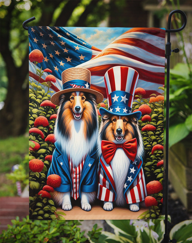 All American Sheltie Garden Flag –  Dogs with American Flag Background by Caroline’s Treasures