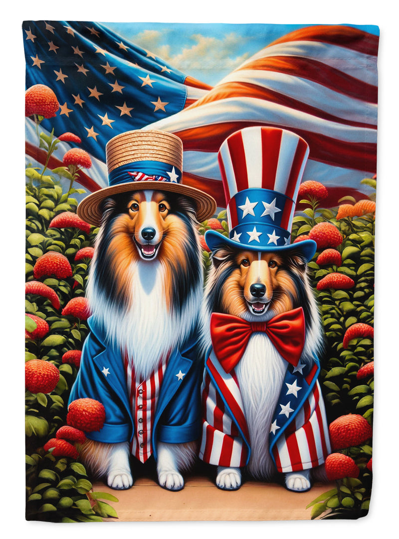 All American Sheltie Garden Flag –  Dogs with American Flag Background by Caroline’s Treasures