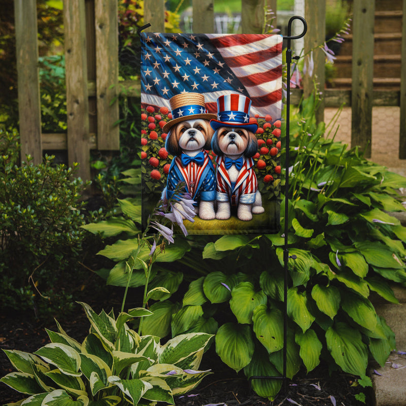 All American Shih Tzu Garden Flag –  Dogs with American Flag Background by Caroline’s Treasures