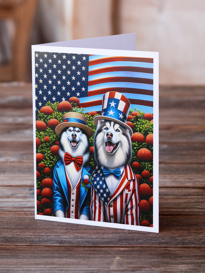 All American Siberian Husky Greeting Cards Pack of 8