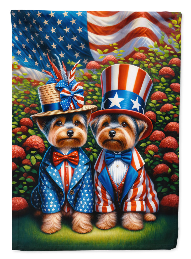 All American Yorkshire Terrier Garden Flag –  Dogs with American Flag Background by Caroline’s Treasures