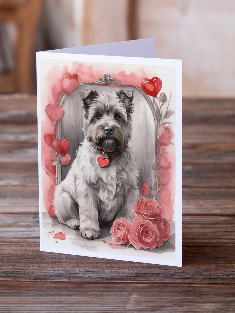 Bouvier des Flandres Valentine Roses Greeting Cards Pack of 8