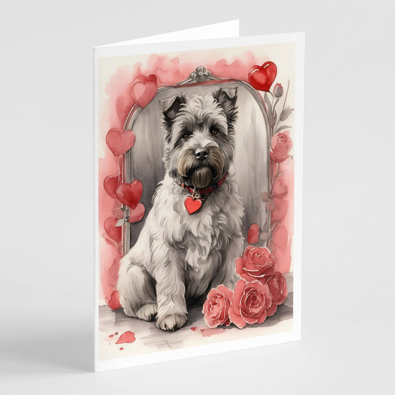 Bouvier des Flandres Valentine Roses Greeting Cards Pack of 8