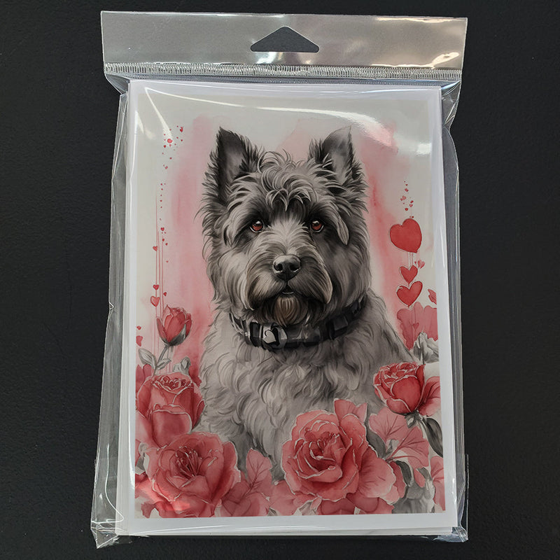 Bouvier des Flandres Valentine Roses Greeting Cards Pack of 8