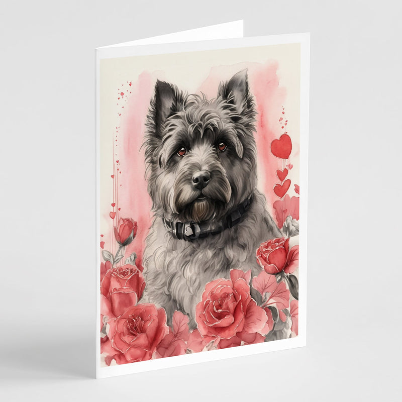 Bouvier des Flandres Valentine Roses Greeting Cards Pack of 8