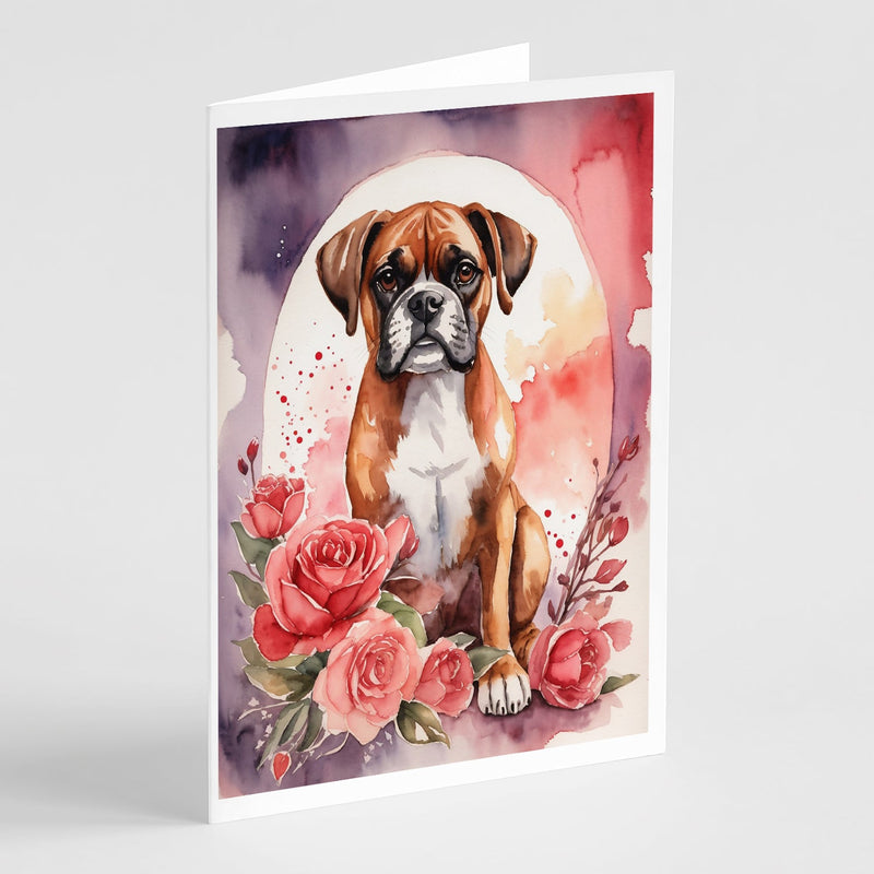 Boxer Valentine Roses Greeting Cards Pack of 8