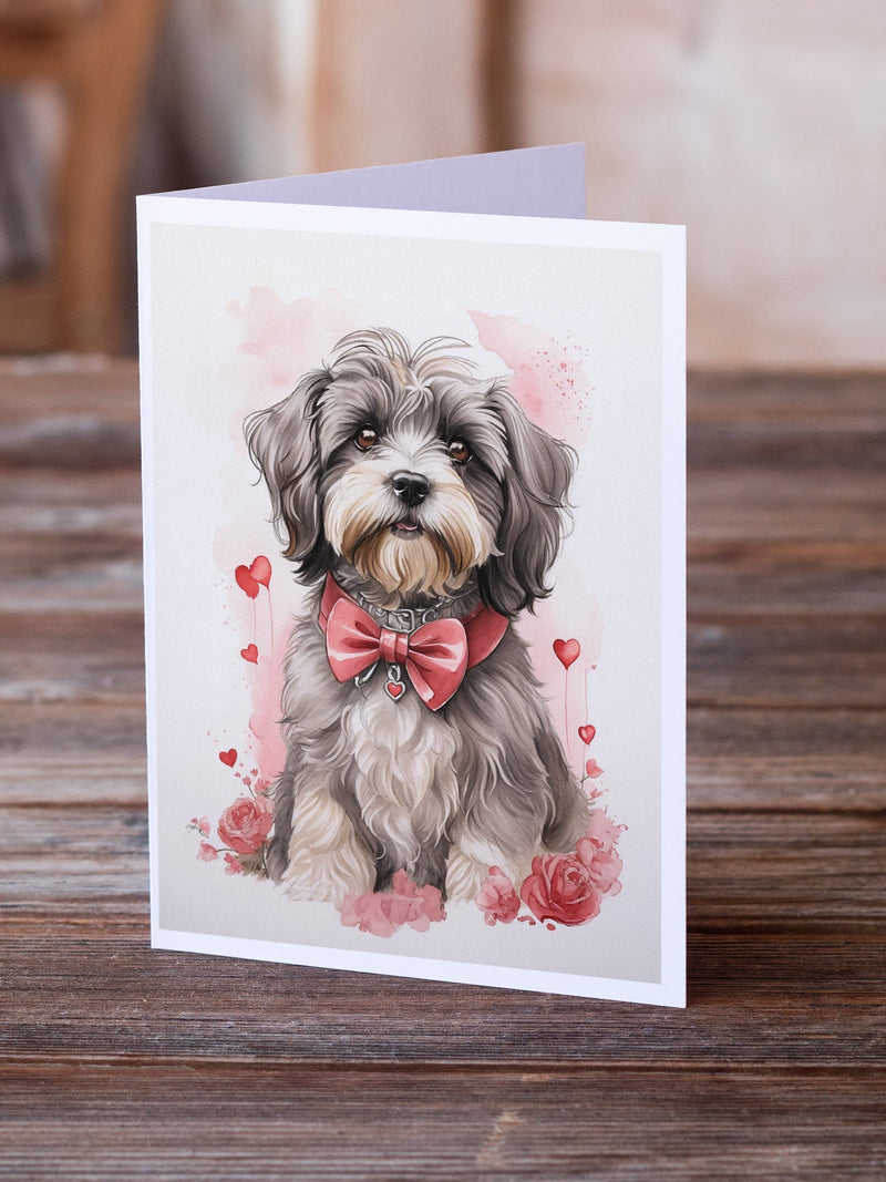 Tibetan Terrier Valentine Roses Greeting Cards Pack of 8