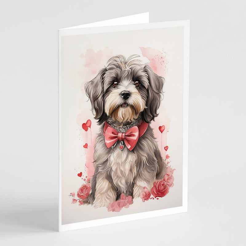 Tibetan Terrier Valentine Roses Greeting Cards Pack of 8