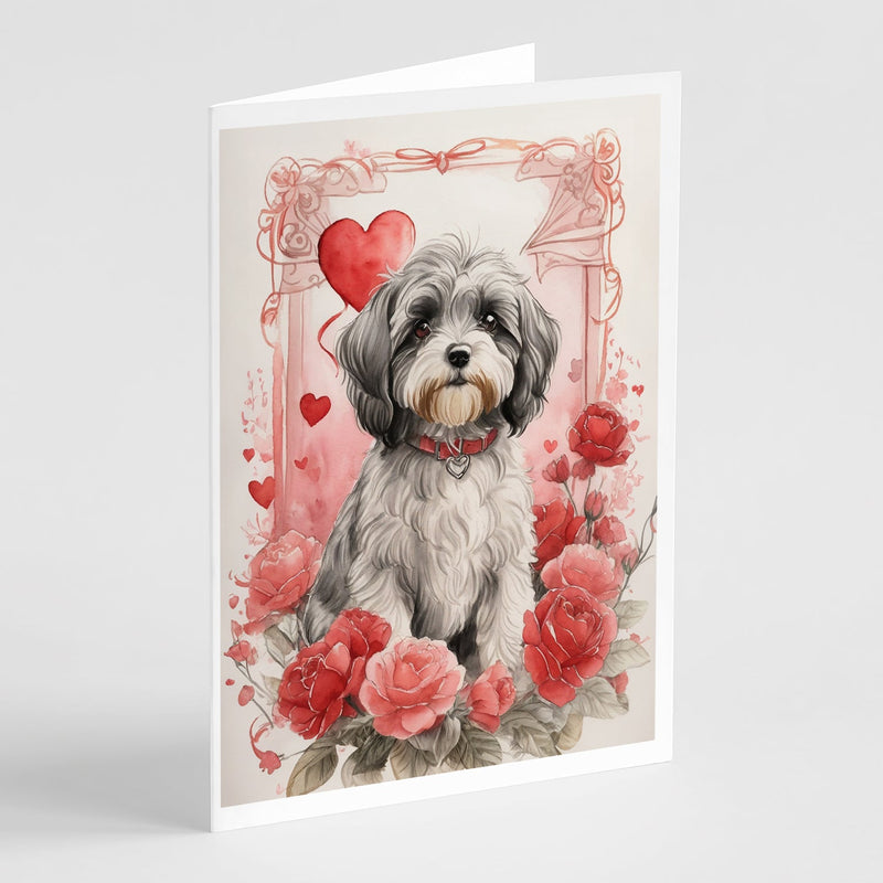 Tibetan Terrier Valentine Roses Greeting Cards Pack of 8