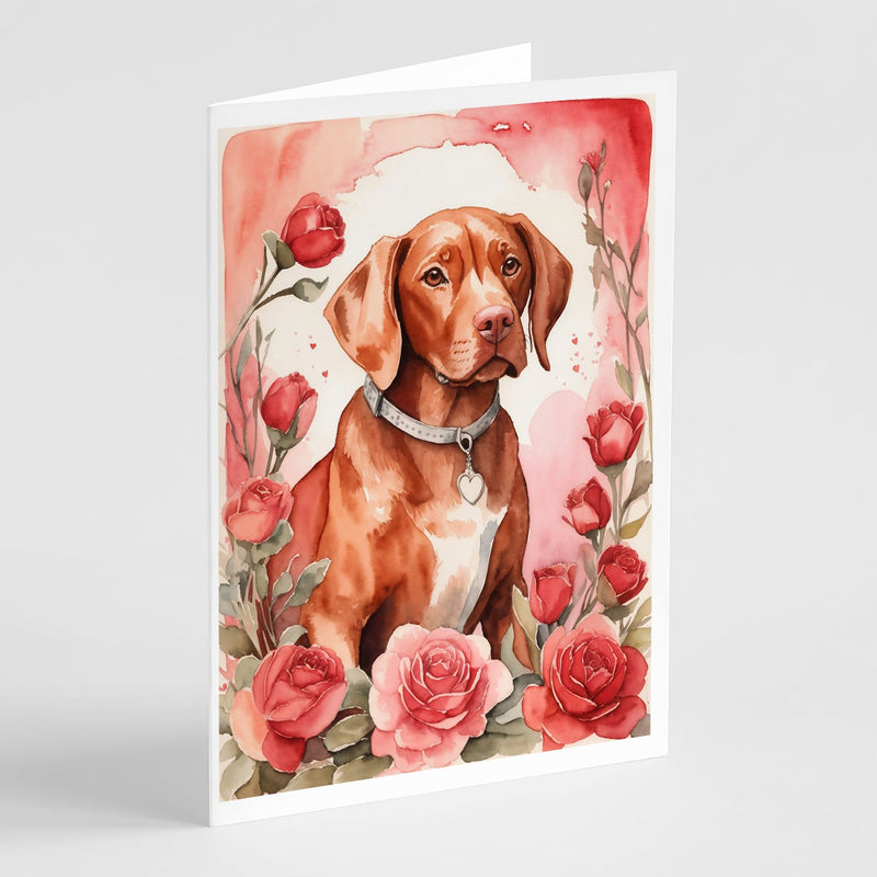 Vizsla Valentine Roses Greeting Cards Pack of 8