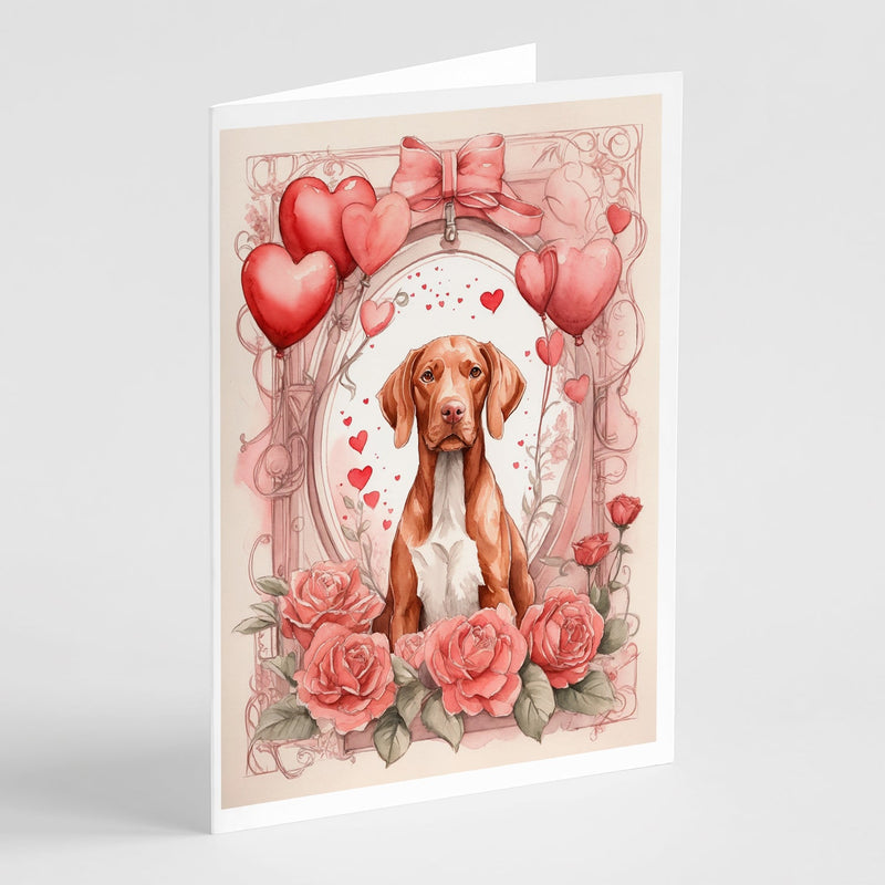 Vizsla Valentine Roses Greeting Cards Pack of 8