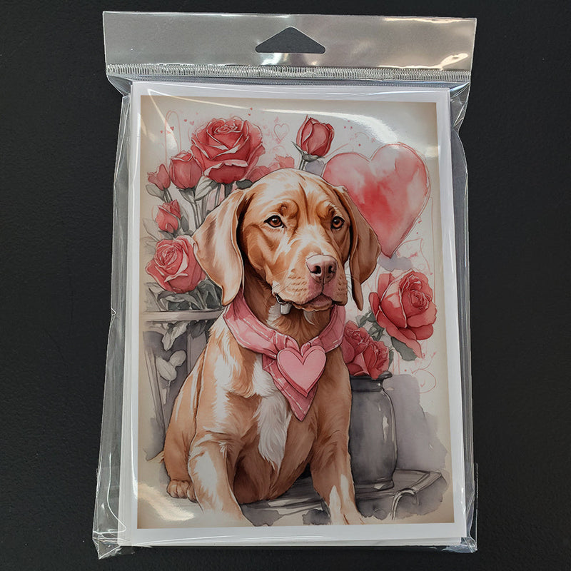 Vizsla Valentine Roses Greeting Cards Pack of 8