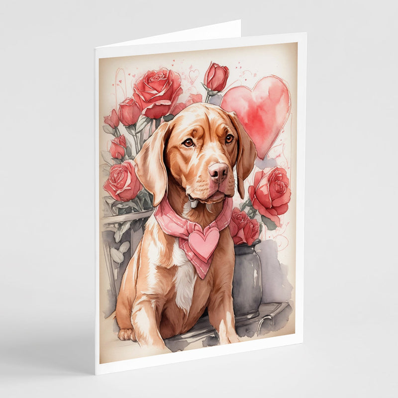 Vizsla Valentine Roses Greeting Cards Pack of 8