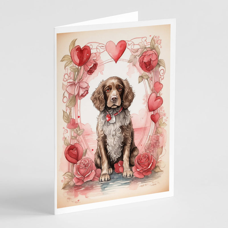 Water Spaniel Valentine Roses Greeting Cards Pack of 8